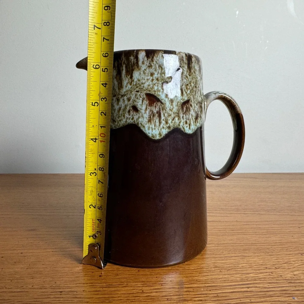 Vintage Ceramic Pitcher Brown Drip Glaze‎ Mid Century Modern Kitchenware